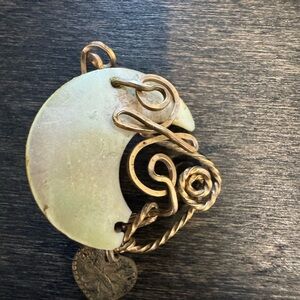 Vintage Gold Wire Rose Crescent Pendant